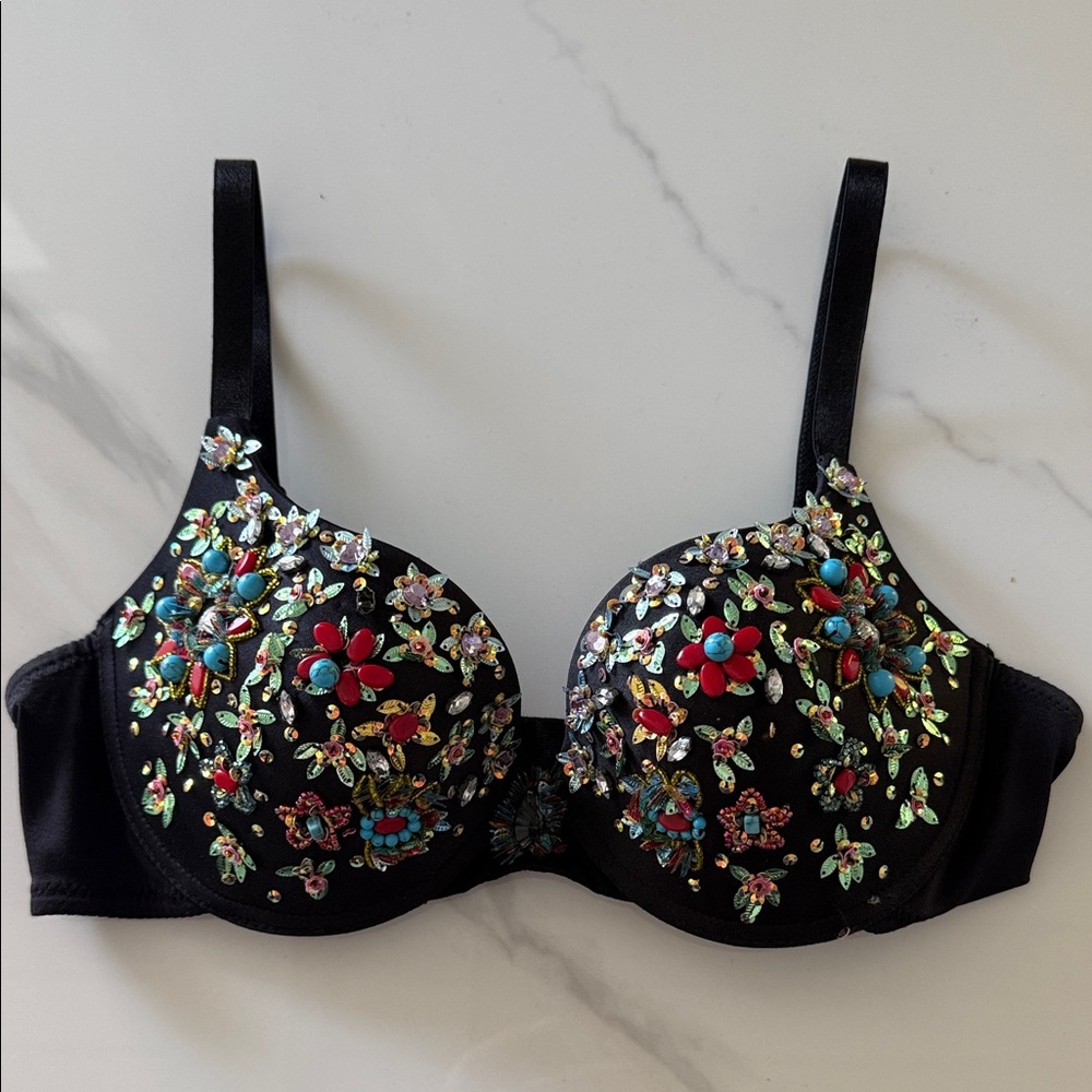 Marciano Black Bra with Colorful Embellishments
